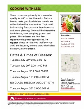 Food shelf class flyer