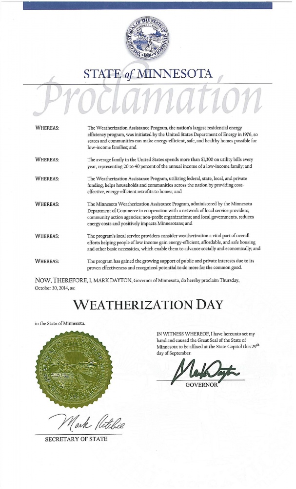 Weatherization Day Proclamation 2014